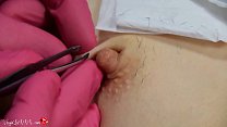 Plucking Hair on Girl's Tits for Depilation Procedure