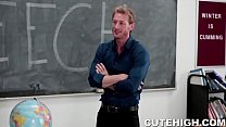 Hot teen Jay Taylor blows cock then gets fucked by her speech class teacher.